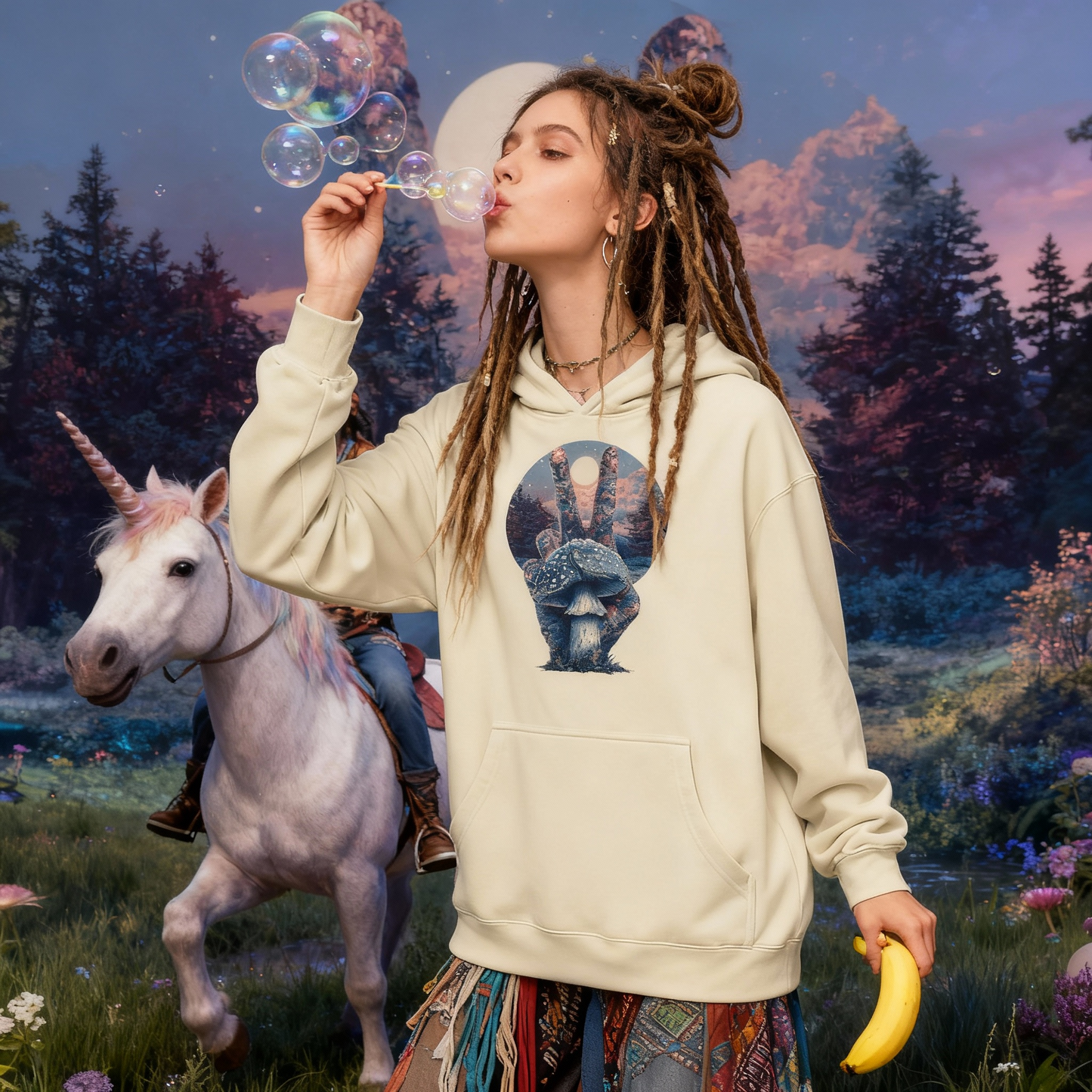 KUSHROOM PEACE MOON (PULL OVER HOODIE)