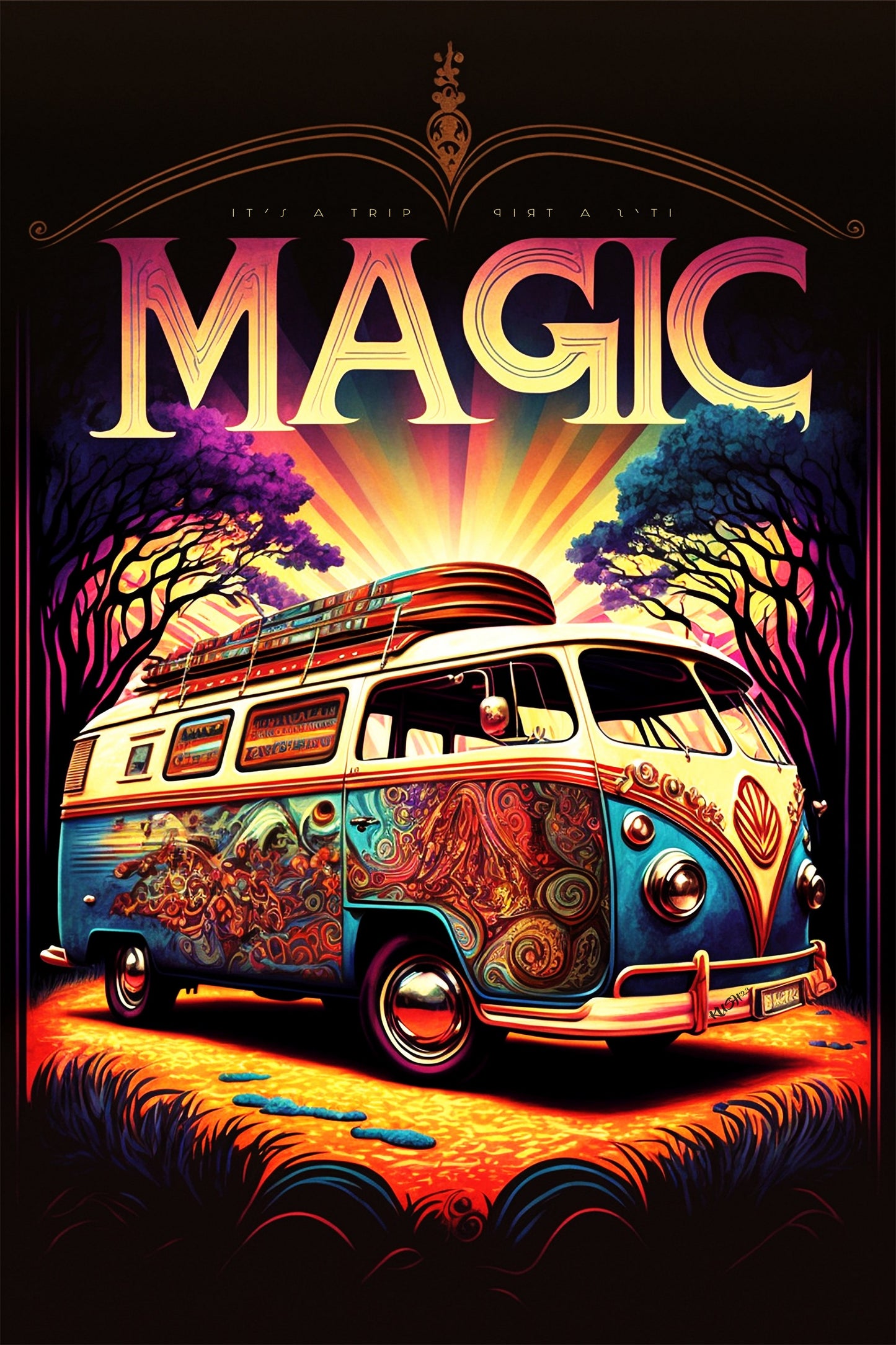 Magic Bus Sunrise Poster - SEMI-GLOSSY PAPER (for NFT hodlrs)