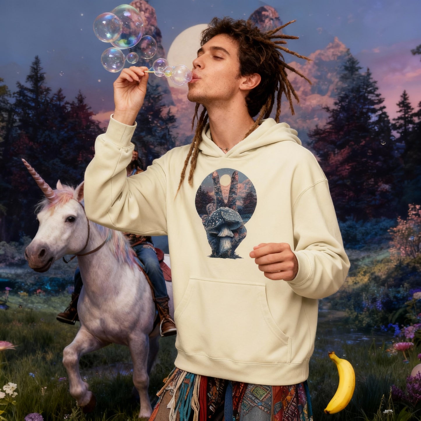 KUSHROOM PEACE MOON (PULL OVER HOODIE)