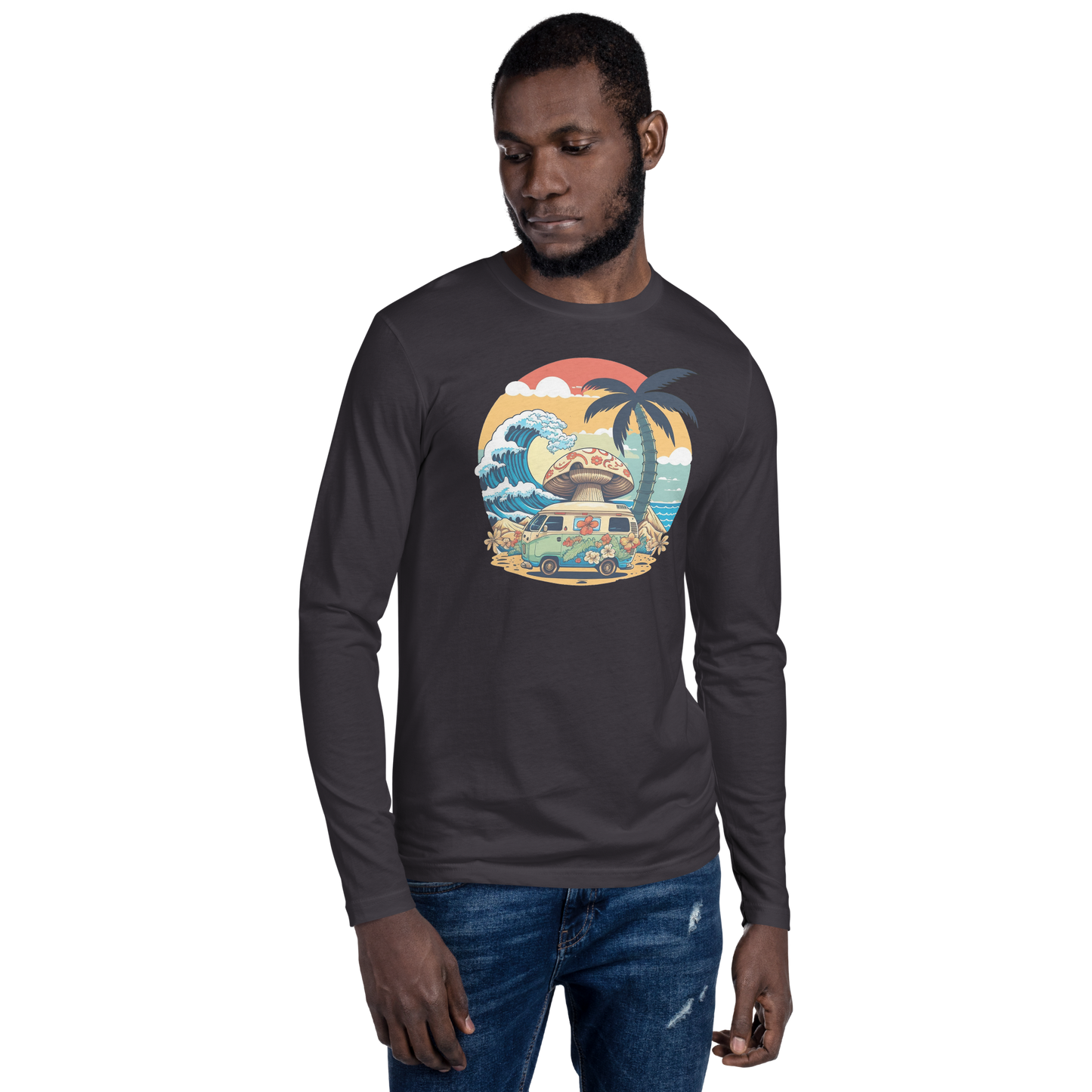 The Great Wave Rider Long Sleeve Fitted T