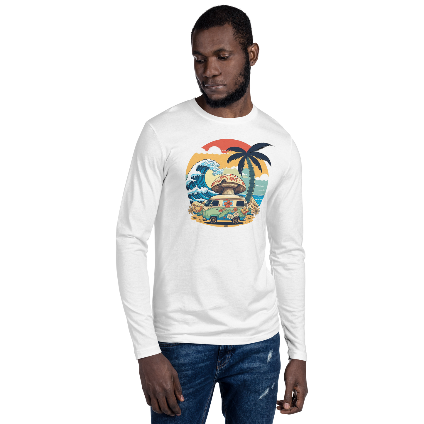 The Great Wave Rider Long Sleeve Fitted T
